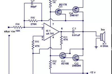 Mạch khuếch đại âm thanh bằng transistor 12w